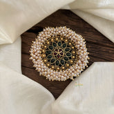 Antique Cluster Pearl Billai-Bun Billai -Flower-Green red-G10380